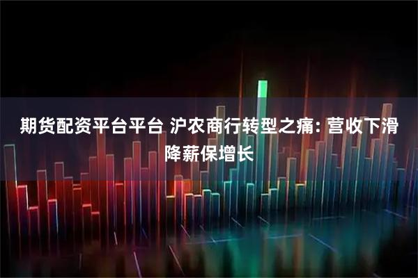 期货配资平台平台 沪农商行转型之痛: 营收下滑降薪保增长