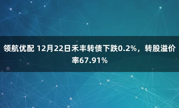 领航优配 12月22日禾丰转债下跌0.2%，转股溢价率67.91%